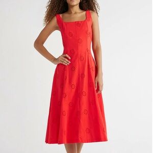 Eyelet Red Sleeveless Dress